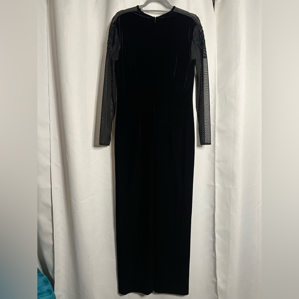 Vintage Black Velvet Beaded Evening Dress 12 - Picture 2 of 14